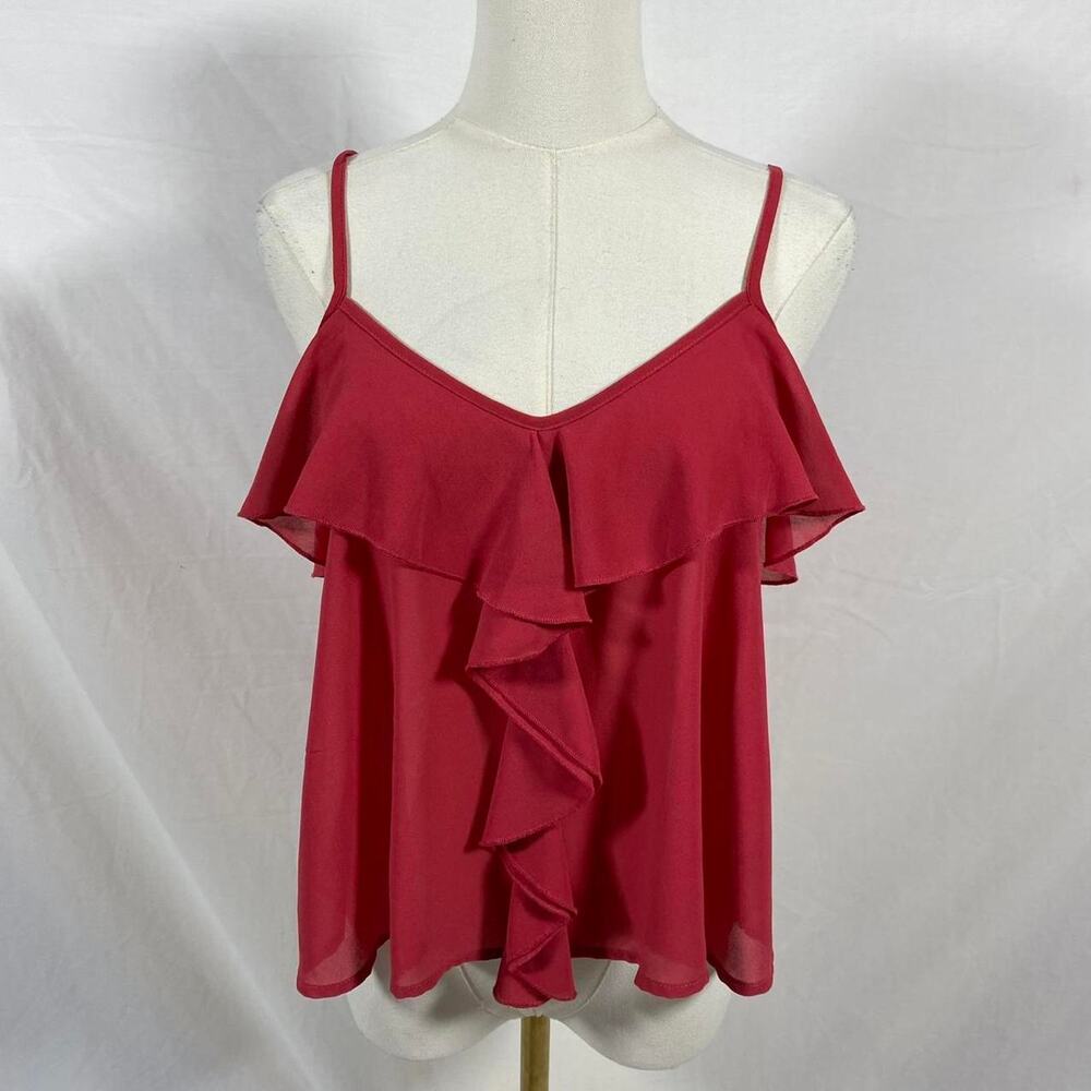 About a Girl dark pink red‎ ruffled cami top size small y2k preppy summer dainty